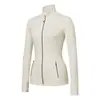Nuevo top de yoga de otoño Caijue para mujer, cremallera dorada, top estilo Lu, chaqueta deportiva elástica ajustada de manga larga