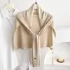 Novo Cachecol de Tricô Liso com Xale de Lã para Mulheres, Protetor de Pescoço Versátil para Salas com Ar Condicionado no Verão, Aquecedor de Pescoço para Roupa Externa