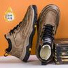 Sapatos Casuais de Couro para Homens 2025 Novo Estilo Forrados com Lã Quentes Sapatos Masculinos Estilo Britânico Sapatos de Trabalho Sapatos de Caminhada ao Ar Livre Transfronteiriços