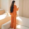 Suéter de Punto Naranja Uso Suave Otoño e Invierno Suave Ceroso Relajación Perezosa Traje de Moda Casual Pequeño Pantalones