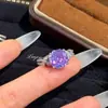 Pendente de Colar Octogonal Rosa Milênio Corte Rosa Diamante Paraíba Diamante de Alto Carbono Brincos de Diamante Roxo Anel Torcido de Água-Marinha para Mulheres