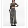 Jeans Rasgados Vintage Talla Grande para Mujer, Nuevo Estilo de Verano, Diseño Elegante para Figuras Curvilíneas, Pantalones Versátiles Sueltos de Pierna Ancha Rectos de Cintura Alta