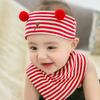 Venta al por mayor otoño nuevo gorro de bebé niño gorro para dormir de bebé traje de toalla para saliva de dibujos animados lazo de dos piezas 5730