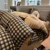 Juego de Ropa de Cama Minimalista a Cuadros de Algodón Puro Juego de Cuatro Piezas Engrosado para Dormir sin Ropa de Cama Sábana Bajera de Algodón Funda Nórdica Juego de Tres Piezas para Dormitorio