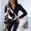 Camisa Casual de Manga Larga para Mujer 2025 Estilo Étnico Impresión 3D Talla Grande Delgado Cárdigan de Botones