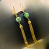 Nuevos Pendientes de Aliento de Bebé de Jade Sintético 2025, Pendientes Chapados en Oro Sintético, Joyería de Pendientes de Moda y Elegante para Mujer