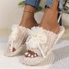 2024 Comércio transfronteiriço Amazon Open Toe Pearl Bow Home Indoor e Outdoor Chinelos de algodão quentes para mulheres
