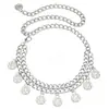 Accesorios transfronterizos de gran venta en Europa y América: accesorio de cintura de moda con lentejuelas sexy en capas con corazón de pedrería y cadena de metal para mujer
