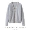 Suéter de Cachemira 100% Doble Espesor Cuello en V Cardigan Brillante Diamante Cepillado Moda Nueva Otoño e Invierno Chaqueta para Mujer