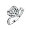 Anel de comércio exterior banhado a ouro 18K anel em forma de coração de 2 quilates Diamante Diamante Diamante anel de pedido de casamento