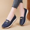 Sapatos Femininos Plus Size Outono e Inverno Novos Sapatos de Salto Baixo Sapatos Planos Casuais para Mães Sapatos de Feijão Femininos Antiderrapantes Bico Redondo
