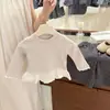Conjunto de Outono Estilo Coreano para Meninas 2025 Novo Moda Bebê Menina Colete de Tricô Camisa Básica Calça de Perna Larga Conjunto de Três Peças