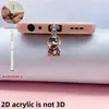 Adornos Colgantes Decorativos, Tapón Antipolvo para Teléfono Móvil, Tipo-C 2D Acrílico con Forma de Gato Lindo Pieza Plana de Interfaz