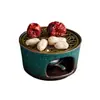 Calentador de Velas Retro Verde Pavo Real Base de Estufa de Té con Tetera y Juego de Té para Calentar y Mantener Caliente