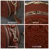 Bolso Pequeño Redondo Repujado Retro, Bolso de Mano con Transferencia, Bolso Festivo para Mujer, Bolso de Piel Genuina, Bolso de Hombro Cruzado de Alta Gama para Mujer