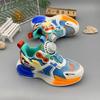 Sapatos para meninos 2023 Outono Novo botão giratório de malha dupla respirável tênis infantil médio e grande sapatos de malha infantil meninos