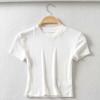 Verano ins camiseta súper popular de manga corta con cuello redondo europea y americana para mujer, camiseta básica versátil ajustada elástica