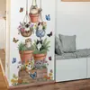 BRUP estilo pastoral cesta colgante planta en maceta gatito pegatina de pared planta verde floral vintage pegatina de gato HS5687Q