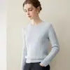Suéter de cashmere 100% puro espessado para mulheres, gola redonda, trança, manga longa, pulôver, malha macia e aconchegante para outono e inverno, adequado para o trabalho