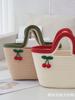 Bolso pequeño tejido con cuerda de algodón fresco, bonito bolso tejido con cuerda de algodón, bolso de cereza, bolso de picnic con cuerda de algodón, bolso tejido