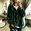 2026 Otoño/Invierno Europeo y Americano Nuevo Transfronterizo Color Sólido Casual Moda Botones Con Capucha Terciopelo Dorado Manga Larga Chaqueta Cárdigan para Mujer