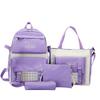 Bolsa de estudiante de cuatro piezas para estudiantes de primaria, bolso de hombro para estudiantes de tercer a sexto grado, mochila de traje linda para mujer de cinco piezas