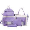 Mochila Escolar de Cuatro Piezas Transfronteriza para Estudiante Mochila de Escuela Secundaria Preparatoria Estudiante Mujer Mochila de Cinco Piezas Bolsa de Viaje de Gran Capacidad