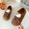 Sapatos de pelúcia dois-algodão sapatos infantis cartoon sapatos Birkenstock 2026 inverno sapatos de princesa infantis sapatos de couro pequenos para bebê sapatos de dirigir