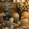 Cerámica Gres Cerámica Jarrones Adornos Macetas Sala de Estar Retro Americano Botellas Cerámica Antigua Creativa con Flores Secas