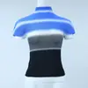Blusa Plissada Feminina Fashion High Collar Verão Nova Venda Quente Transfronteiriça Miyake Cor Gradiente Estampada Camiseta Manga Curta Estilo Fino
