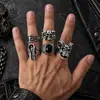 Anéis Europeus e Americanos de Venda Quente Transfronteiriça Conjunto de Anéis Crânio Escuro Aranha Anel Retrô Joias Estilo Punk Acessórios de Joias Novo