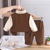 Conjunto de Roupa de Outono para Meninos, Novo Estilo para Bebês Meninos, Conjunto Elegante de Colete e Camisa Três Peças para Primavera e Outono, Disponível para Dropshipping
