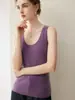 Camisola de punto 100% cachemir puro, suave y delicada para mujer, suéter interior sin mangas con diseño de canalé, corte ajustado y camiseta base adelgazante