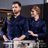 Ropa de trabajo de chef de manga larga estampada para hombre, para catering, hotel, restaurante, cantina, ropa de chef, ropa de trabajo de otoño e invierno, traje