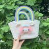 Nova Bolsa de Menina 2024 Nova Bolsa Nuvem Arco-Íris Bolsa Infantil de Palha Bolsa de Palha de Grande Capacidade Estilo Coreano