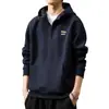 Sudadera con capucha de peso pesado de alta gama estilo americano para hombre, marca de moda, corte holgado, estilo primavera y otoño, chaqueta casual de media cremallera de manga larga para hombre