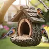 Tocón de Árbol Transfronterizo Nido de Pájaro Comedero para Pájaros Artesanía de Resina Decoración de Estatua para Jardín y Patio Decoración de Estatua