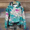 Nueva Sudadera con Capucha de Estilo Europeo y Americano de Moda en Amazon con Estampado de Patrón Creativo Personalizado para Mujer
