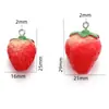Resina simulación fruta fresa accesorios de joyería tridimensionales hechos a mano DIY aretes collar colgante llavero colgante W339