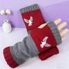 Guantes de Punto Cálidos y de Moda para Mujer de Otoño e Invierno, Guantes Cálidos para Exteriores de Medio Dedo con Hilo Acrílico y Diseño de Bloques de Color, Transfronterizo