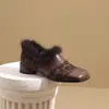 Zapatos peludos de punta cuadrada, terciopelo retro, versátiles, modernos y cálidos, zapatos Mary Jane pequeños de cuero, zapatos de algodón, zapatos de tacón grueso