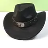 Sombrero bombín al por mayor de AliExpress sombrero vaquero occidental sombrero de jazz Xizang sombrero de fieltro hebilla de cinturón con cabeza de vaca sombrero de montar sombrero para el sol