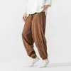 2025 Nuevos Pantalones de Linterna Sueltos Estilo Chino Primavera y Verano Hanfu Leggings sin Monje Estilo Chino Pantalones Holgados para Hombre