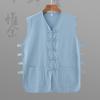 Chaleco fino de verano de algodón y lino asiático, estilo chino, traje Tang, chaleco para hombre, chaqueta Han con botones, sudadera para anciano, chaleco Beijing
