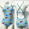 Traje de baño profesional de competición para mujer, traje de baño de una pieza de Lycra de una sola capa con dibujos animados para entrenamiento en piscina, traje de baño para competición estudiantil
