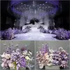 Arreglo de Piso para Boda Púrpura Romántico Banquete de Compromiso Diseño Salón de Bodas Escenario Guía de Camino Flor Decoración de Boda Arte Floral Artificial