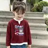 Camiseta elegante de manga larga para niña, nuevo modelo de primavera y otoño, con textura de gofre, efecto de dos piezas, top básico versátil y moderno para niños mayores