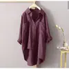 Em Estoque Nova Camisa Casual Feminina Cor Sólida Outono Algodão Linho Cardigã Bolso Duplo Manga Longa 7 Cores 8 Tamanhos