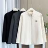 Outono novo 200kg irmã gorda casual etiqueta gola zíper duplo casaco plus size cardigan feminino 5054