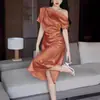 Nuevo Estilo Real Frío Hermana Elegante Gama Alta Exquisito Diseño de Hombro Vestido de Ácido Acético para Mujer Verano de Gama Alta